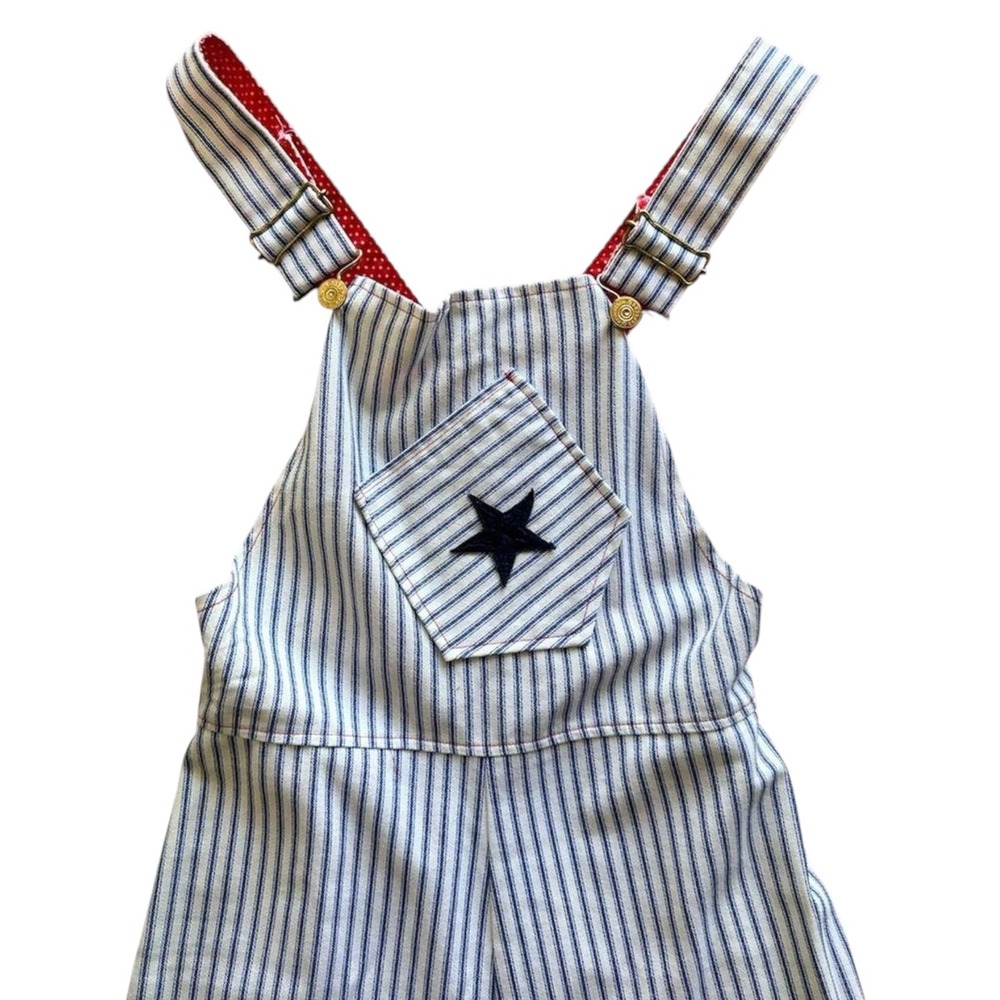 1970s Bell bottom Overalls Striped with star patch 26x31 vintage 70s - Picture 5 of 9